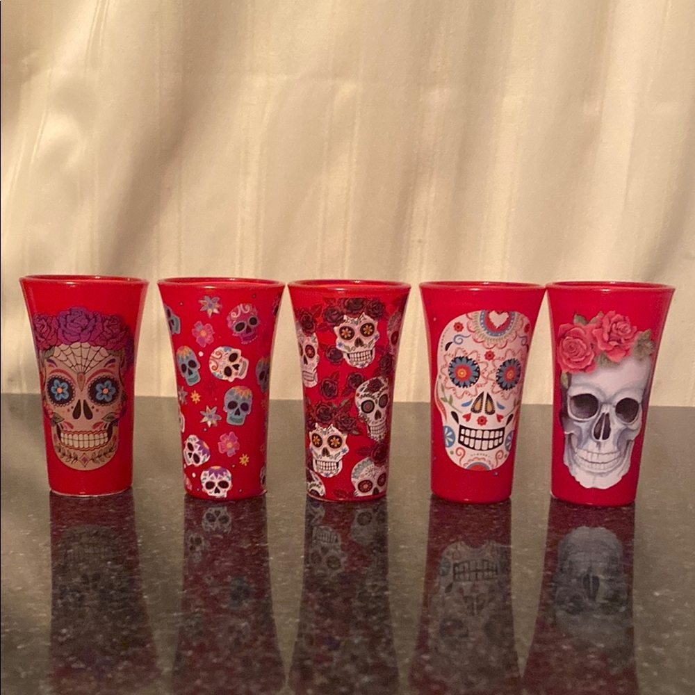 Red Skull Shot Glass Set of 5